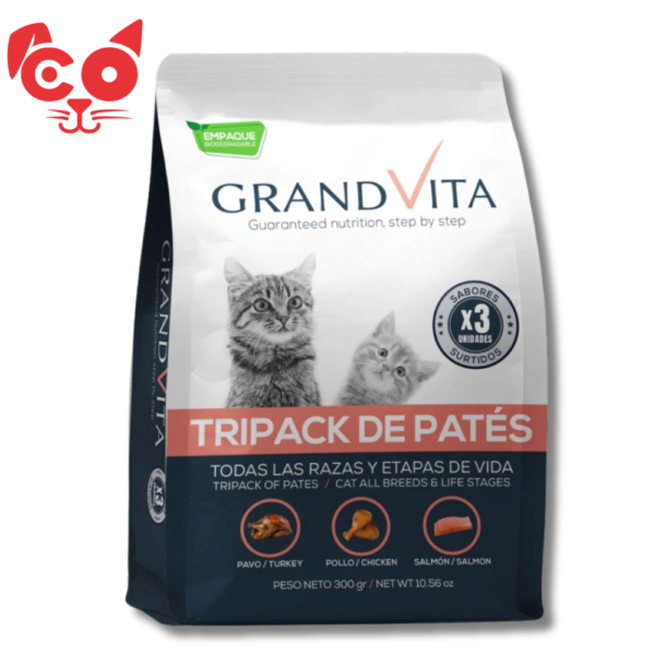 POUCH GRAND VITA TRIPACK GATO PATÉ SURTIDO 300 G
