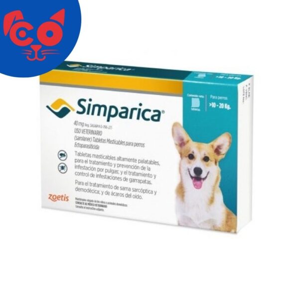 1814 SIMPARICA 10 A 20 KG CAJA 1 TABLETA