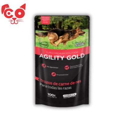 POUCH AGILITY GOLD TROZOS CARNE DE RES 100G