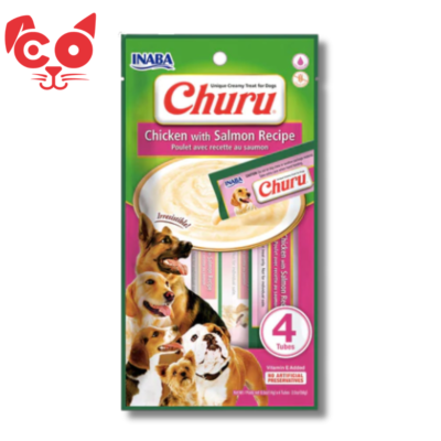 SNACK INABA CHURU DOG POLLO Y SALMON 4UND