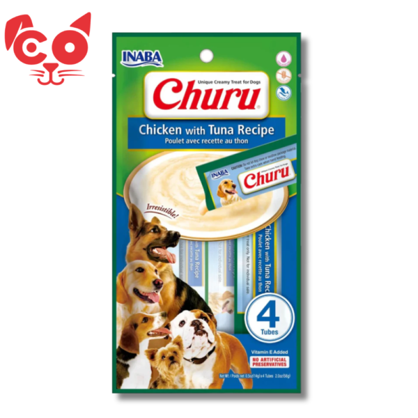 SNACK INABA CHURU DOG POLLO Y ATUN 4 UND