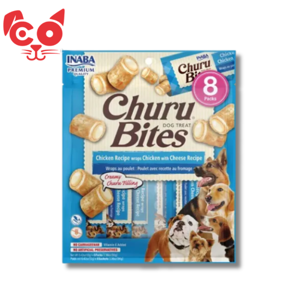 SNACK INABA CHURU BITES DOG POLLO Y QUESO 8 UND