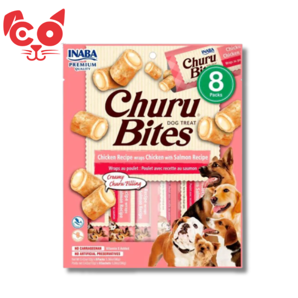 SNACK INABA CHURU BITES DOG POLLO Y SALMON 8 UND