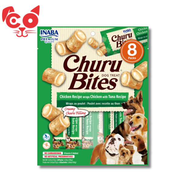 SNACK INABA CHURU BITES DOG POLLO Y ATUN 8 UND