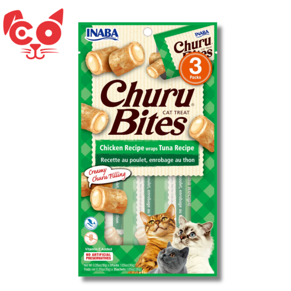 SNACK INABA CHURU BITES CAT POLLO Y ATUN 3 UND