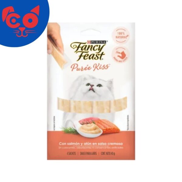 457 FANCY FEAST PUREE KISS SALMON Y ATUN EN SALSA CREMOSA 4 UND