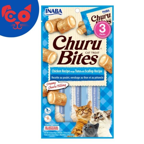 870 SNACK INABA CHURU BITES CAT POLLO, ATUN Y SCALLOP 3 UND