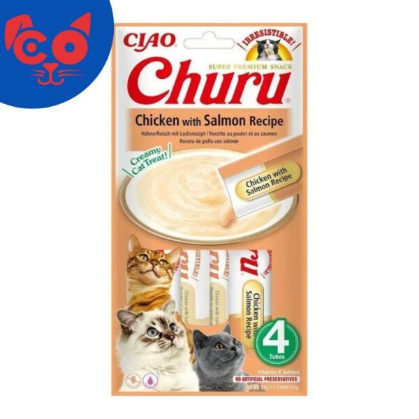 876 SNACK INABA CHURU CAT POLLO Y SALMON 4UND