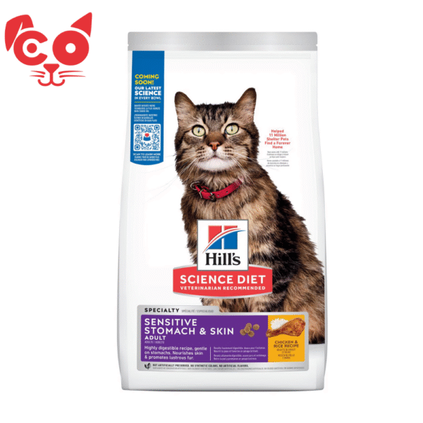 MascotasCO (12) HILLS ALIMENTO PARA GATO ADULTO SENSITIVE STOMACH & SKIN 3.5Lb