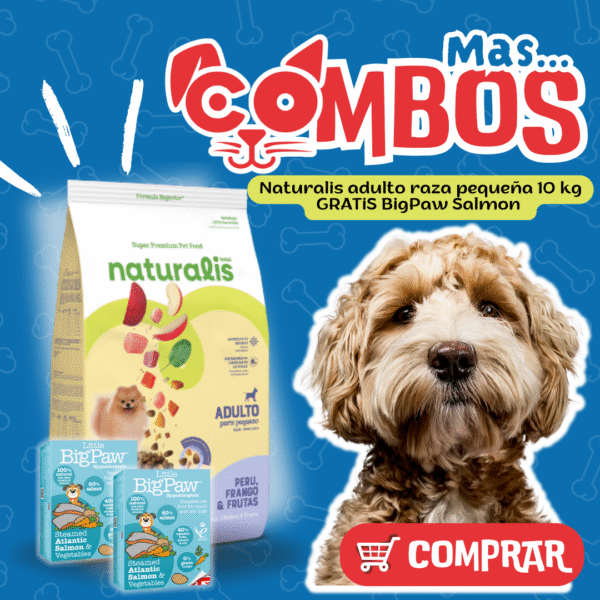 1 COMBO NATURALIS PERRO ADULTO RAZA PEQUEÑA POLLO, PAVO Y FRUTAS 10.1kg