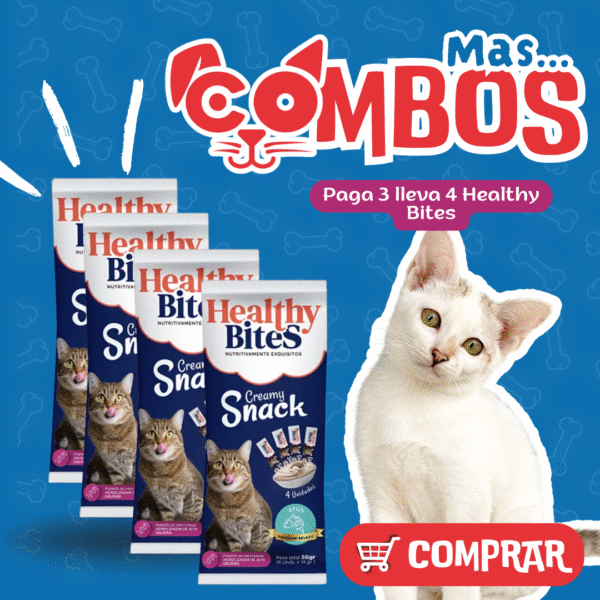 10 COMBO HEALTHY BITES CREAM GATO X4UND