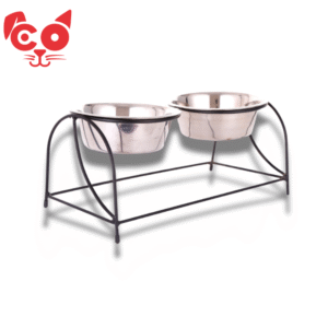 COMEDERO DOBLE ALTO CON BASE METALICA