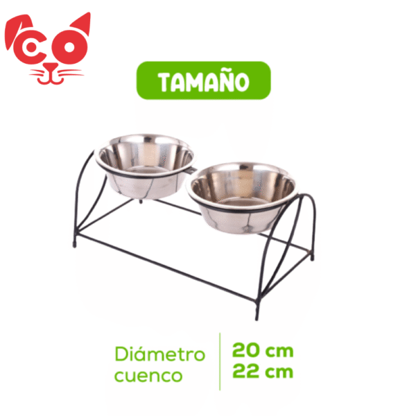 COMEDERO DOBLE ALTO CON BASE METALICA