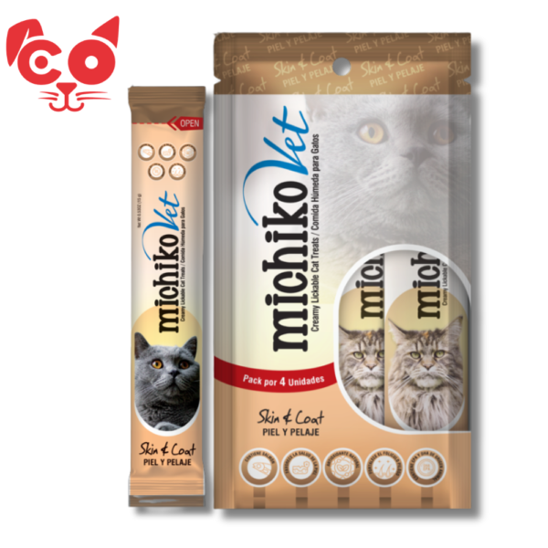 SNACK PARA GATO MICHIKO VET PIEL Y PELAJE X4 UND