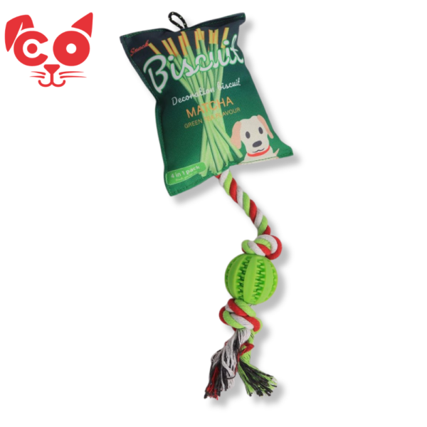 JUGUETE PARA PERRO ALMOHADA CON LAZO Y PELOTA