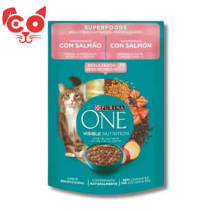 POUCH PURINA ONE GATOS ADULTOS Y CASTRADOS CON SALMON 85GR