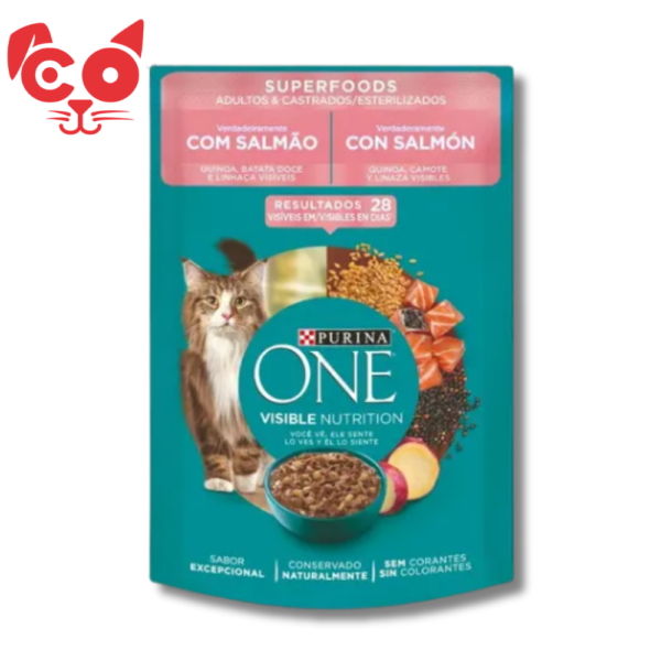 138 POUCH PURINA ONE GATOS ADULTOS Y CASTRADOS CON SALMON 85GR